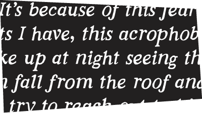 Dialogue from Vertigo in Strange Times font.
